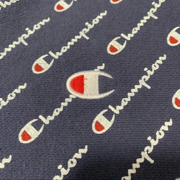 Champion Womens Reverse Weave Logo Print Sweatshirt Large Navy pullover - Picture 6 of 6